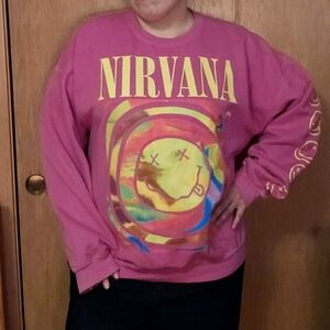 Urban Outfitters Pink Nirvana Crew Neck Sweater XXL Oversized